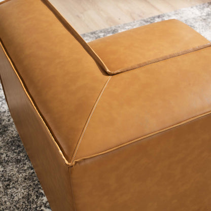 Restore Vegan Leather Sectional Sofa Corner Chair, Faux Vegan Leather, Tan, 20123