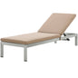 Shore Outdoor Patio Aluminum Chaise with Cushions, Aluminum, Metal, Steel, Silver Brown, 20128