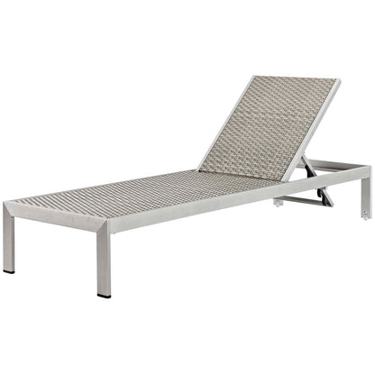 Shore Outdoor Patio Aluminum Chaise with Cushions, Aluminum, Metal, Steel, Silver Brown, 20128