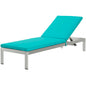 Shore Outdoor Patio Aluminum Chaise with Cushions, Aluminum, Metal, Steel, Silver Blue, 20132
