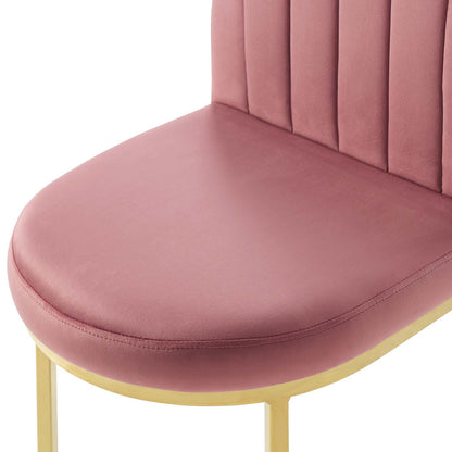Isla Dining Side Chair Performance Velvet Set of 2, Velvet, Gold Pink, 20140