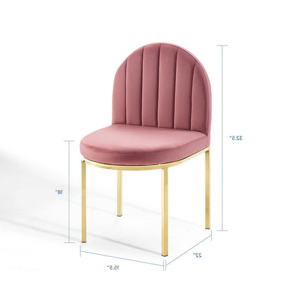Isla Dining Side Chair Performance Velvet Set of 2, Velvet, Gold Pink, 20140