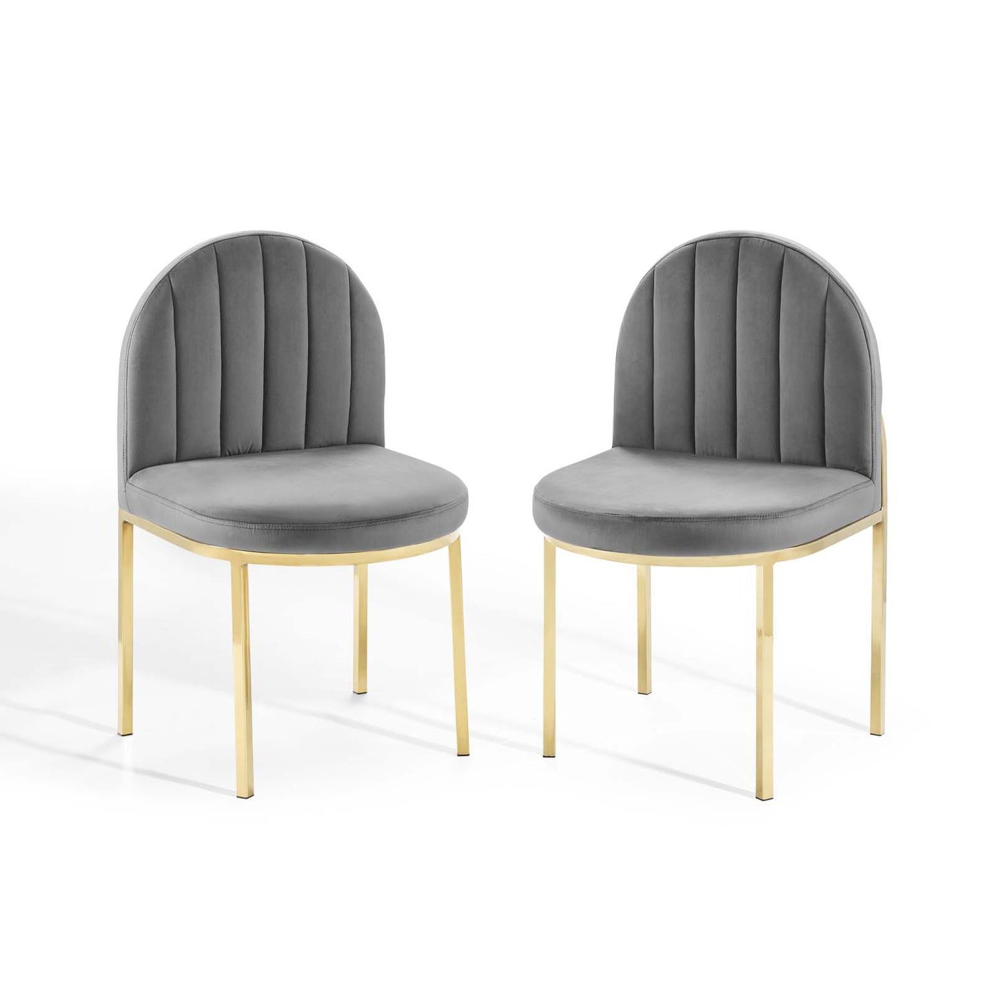 Isla Dining Side Chair Performance Velvet Set of 2, Velvet, Gold Grey Gray, 20141