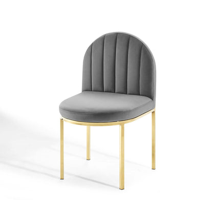 Isla Dining Side Chair Performance Velvet Set of 2, Velvet, Gold Grey Gray, 20141