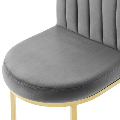 Isla Dining Side Chair Performance Velvet Set of 2, Velvet, Gold Grey Gray, 20141