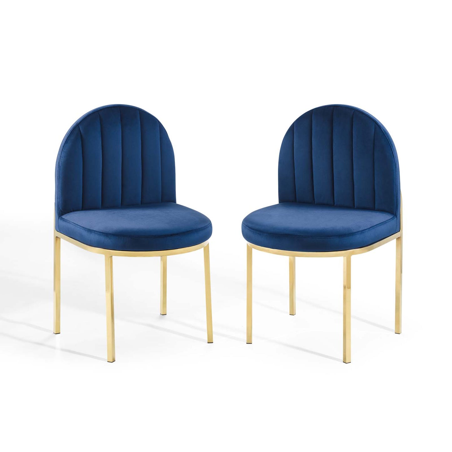 Isla Dining Side Chair Performance Velvet Set of 2, Velvet, Gold Blue Navy, 20142