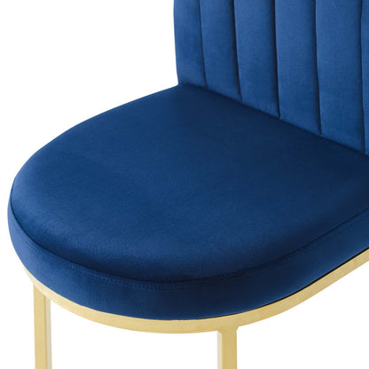Isla Dining Side Chair Performance Velvet Set of 2, Velvet, Gold Blue Navy, 20142