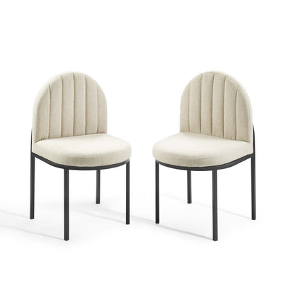 Isla Dining Side Chair Upholstered Fabric Set of 2, Fabric, Black Beige, 20143