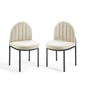 Isla Dining Side Chair Upholstered Fabric Set of 2, Fabric, Black Beige, 20143