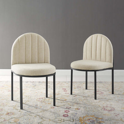 Isla Dining Side Chair Upholstered Fabric Set of 2, Fabric, Black Beige, 20143