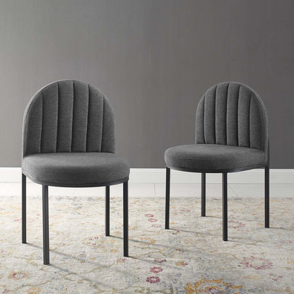 Isla Dining Side Chair Upholstered Fabric Set of 2, Fabric, Black Grey Gray, 20144