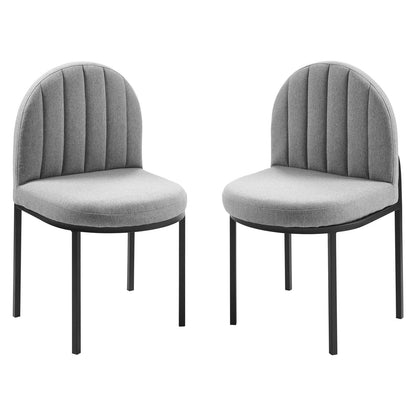 Isla Dining Side Chair Upholstered Fabric Set of 2, Fabric, Black Grey Gray, 20145
