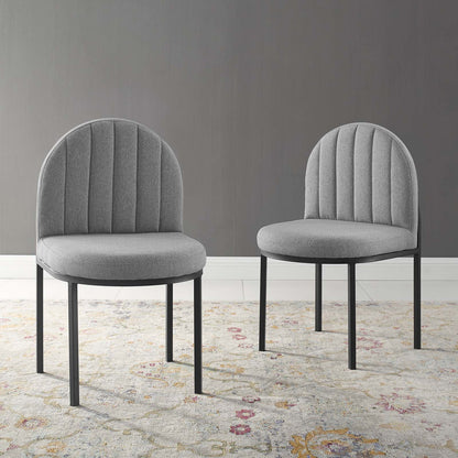 Isla Dining Side Chair Upholstered Fabric Set of 2, Fabric, Black Grey Gray, 20145
