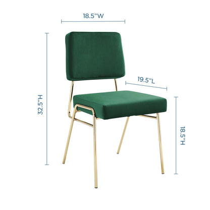 Craft Dining Side Chair Performance Velvet Set of 2, Velvet, Gold Green, 20147