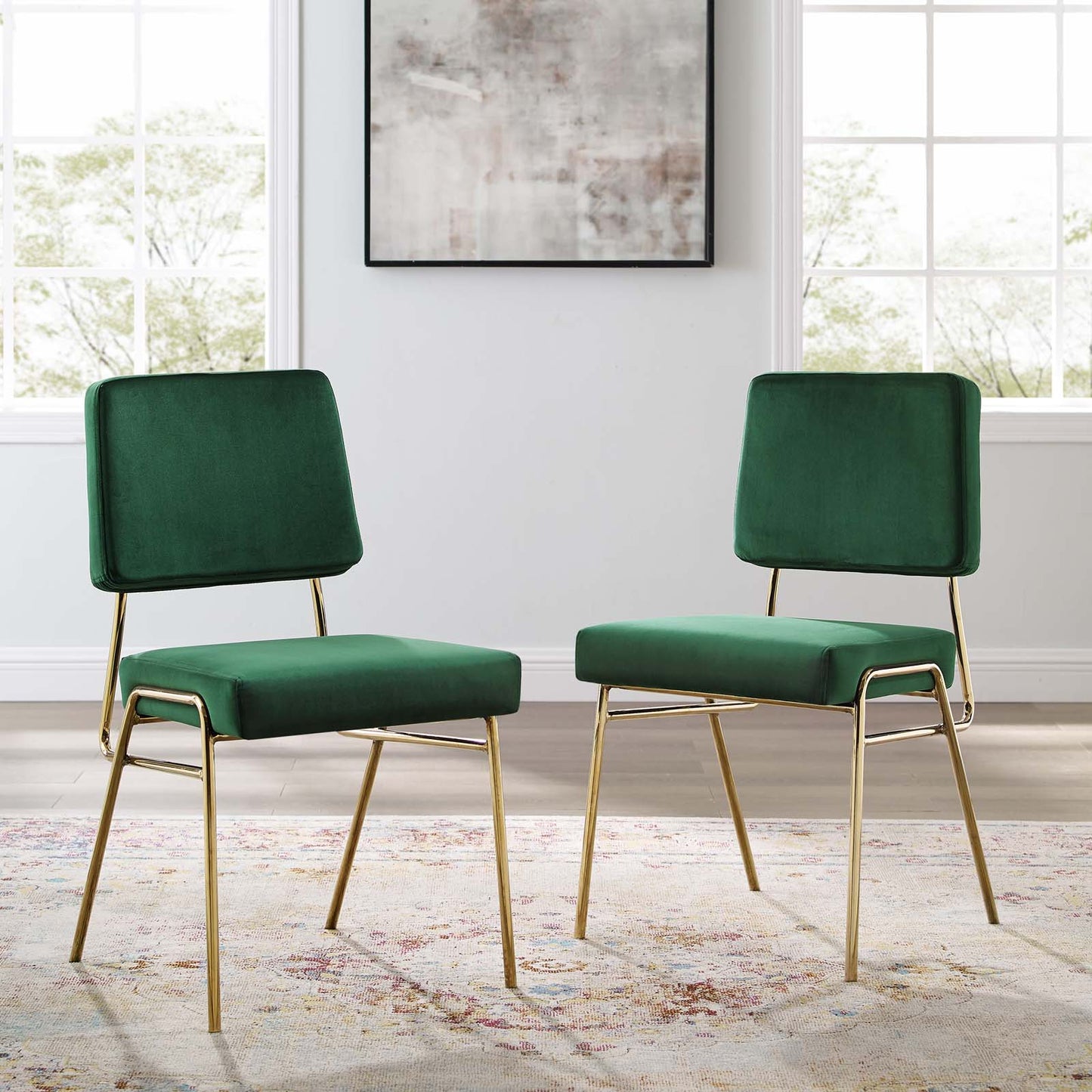 Craft Dining Side Chair Performance Velvet Set of 2, Velvet, Gold Green, 20147