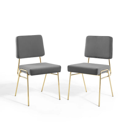 Craft Dining Side Chair Performance Velvet Set of 2, Velvet, Gold Grey Gray, 20148