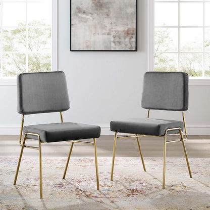 Craft Dining Side Chair Performance Velvet Set of 2, Velvet, Gold Grey Gray, 20148