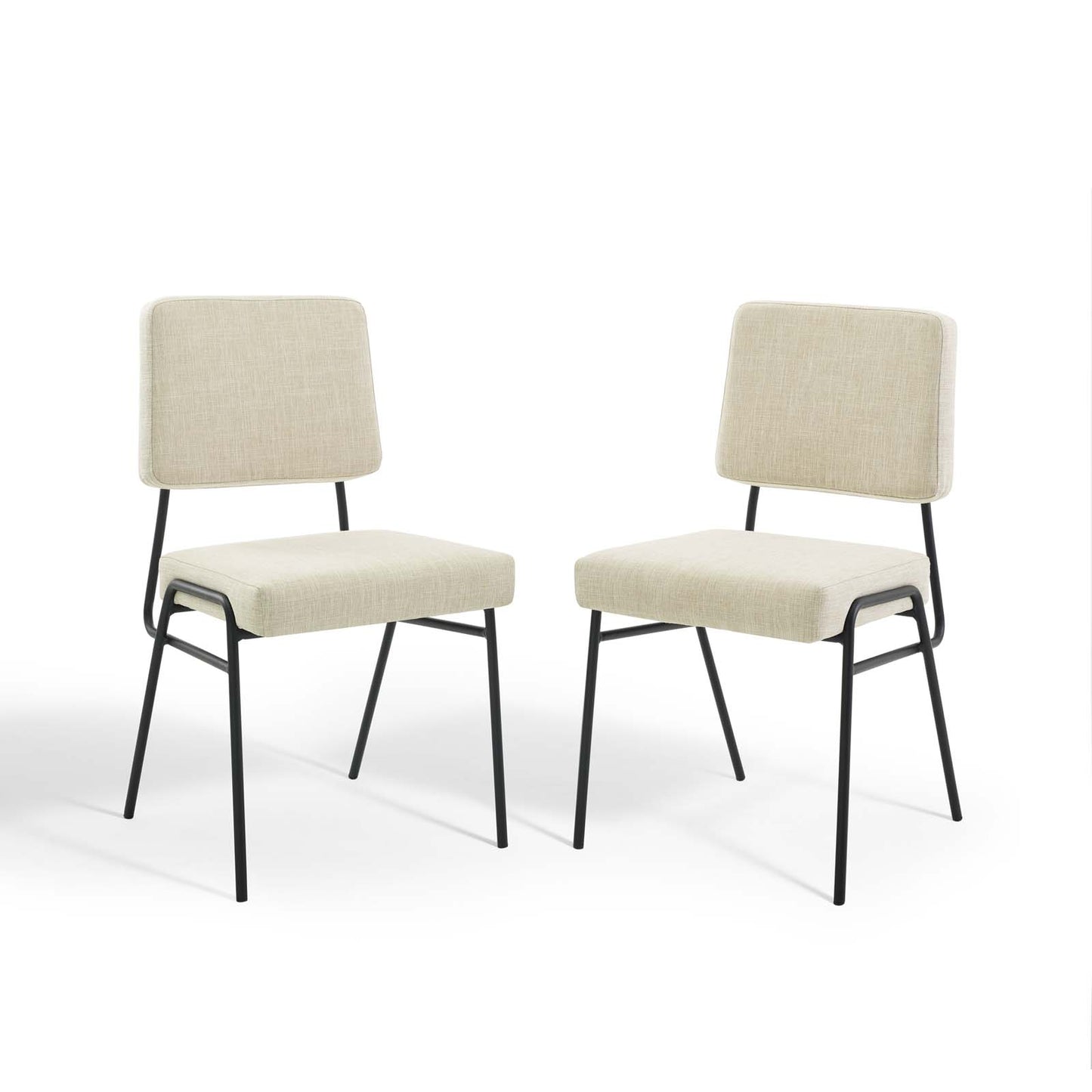 Craft Dining Side Chair Upholstered Fabric Set of 2, Fabric, Black Beige, 20150