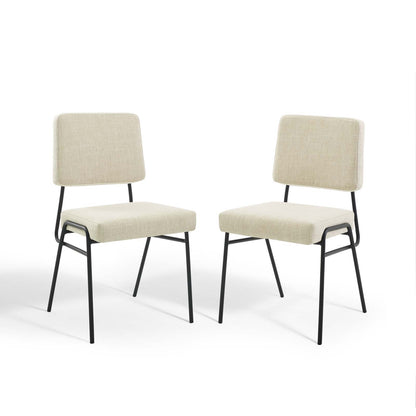 Craft Dining Side Chair Upholstered Fabric Set of 2, Fabric, Black Beige, 20150