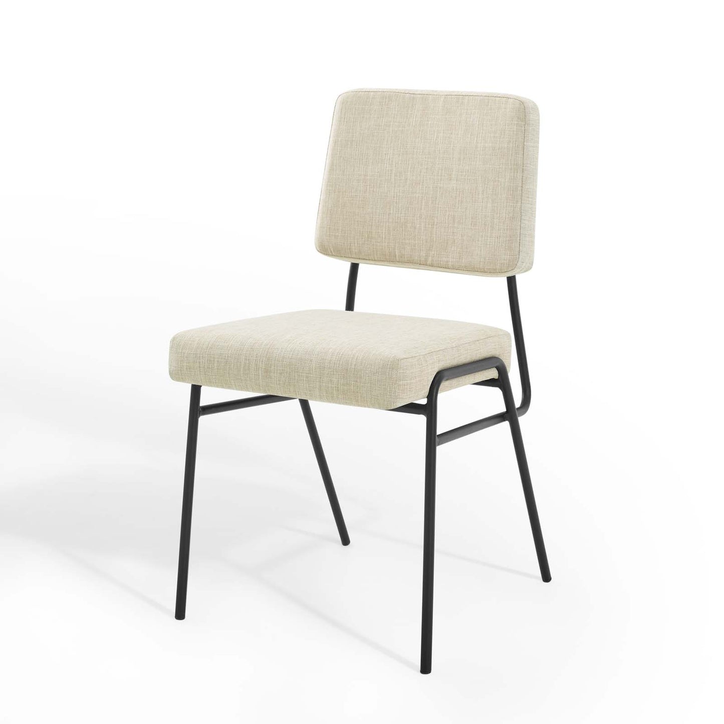 Craft Dining Side Chair Upholstered Fabric Set of 2, Fabric, Black Beige, 20150