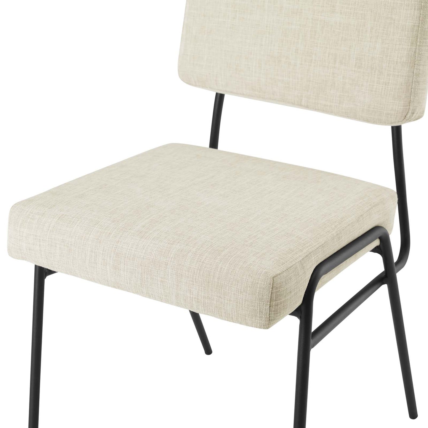 Craft Dining Side Chair Upholstered Fabric Set of 2, Fabric, Black Beige, 20150