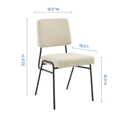 Craft Dining Side Chair Upholstered Fabric Set of 2, Fabric, Black Beige, 20150