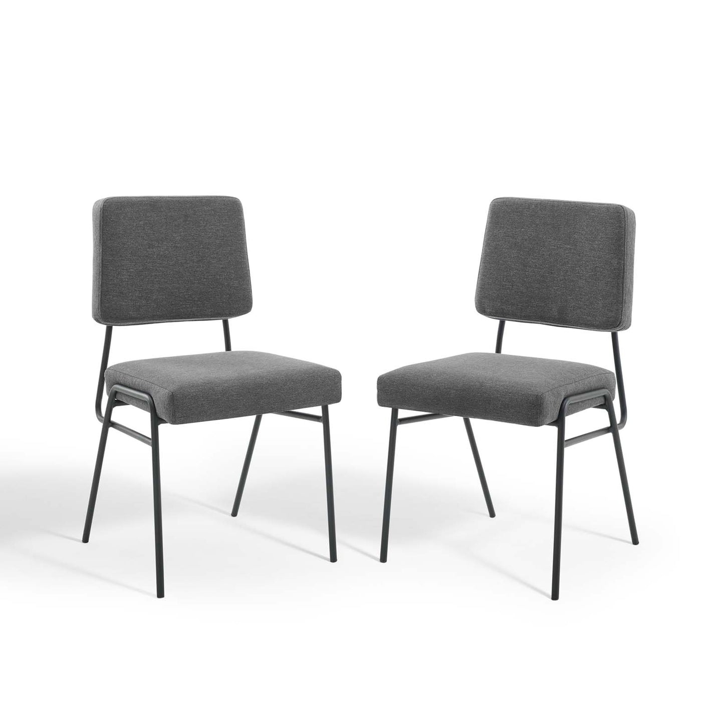 Craft Dining Side Chair Upholstered Fabric Set of 2, Fabric, Black Grey Gray, 20151