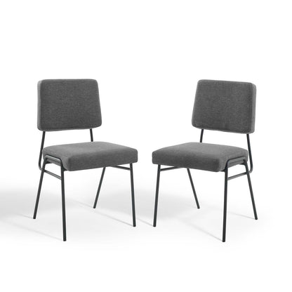 Craft Dining Side Chair Upholstered Fabric Set of 2, Fabric, Black Grey Gray, 20151