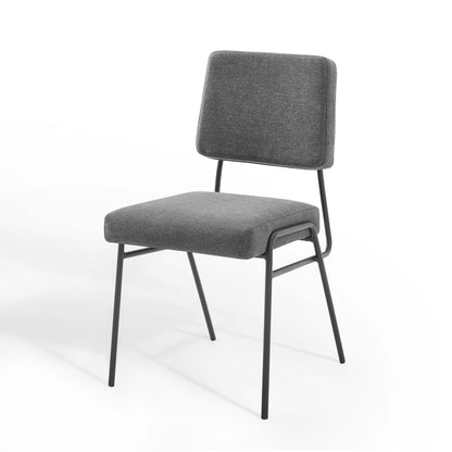 Craft Dining Side Chair Upholstered Fabric Set of 2, Fabric, Black Grey Gray, 20151