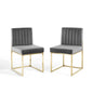 Carriage Dining Chair Performance Velvet Set of 2, Velvet, Metal Steel, Gold Grey Gray, 20154