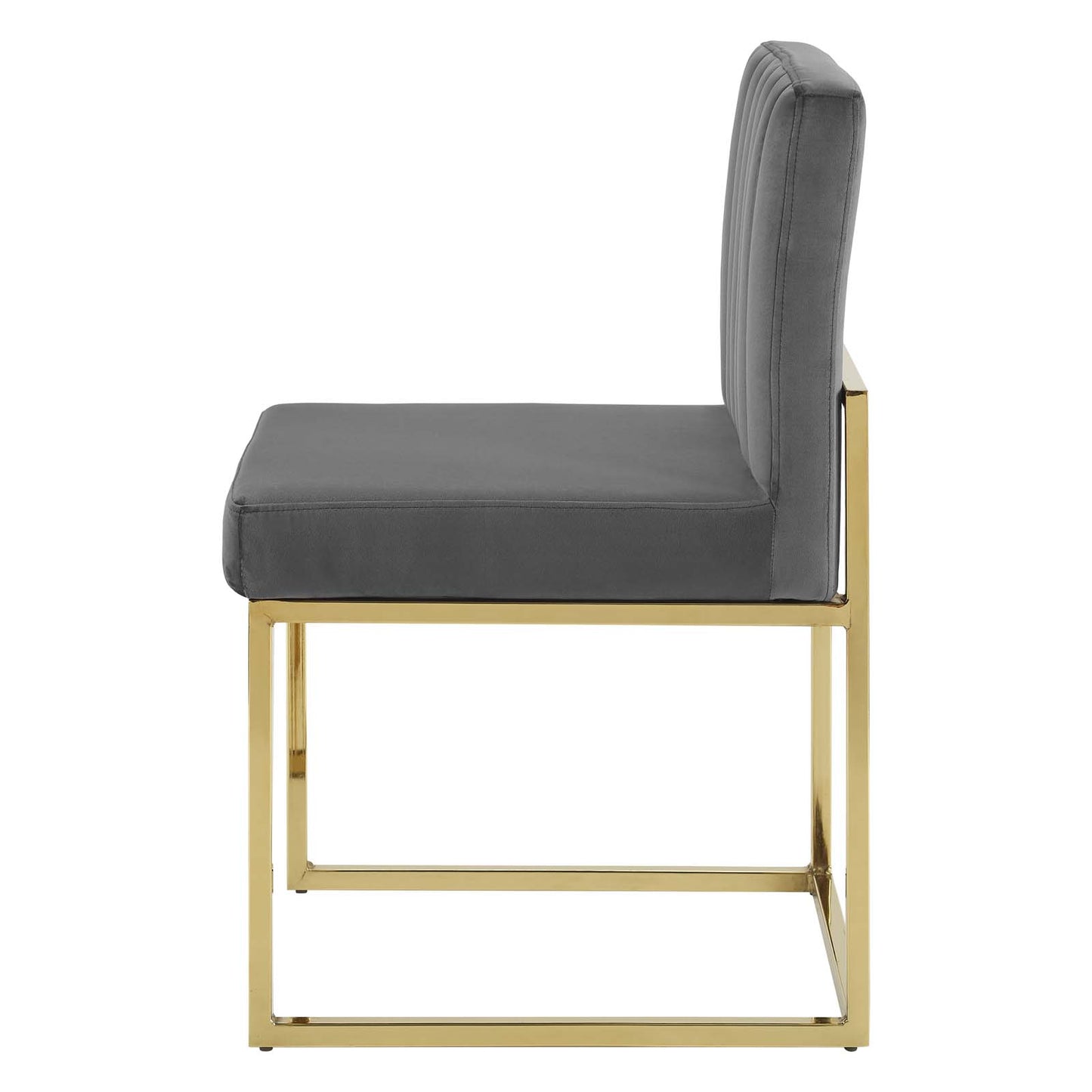 Carriage Dining Chair Performance Velvet Set of 2, Velvet, Metal Steel, Gold Grey Gray, 20154