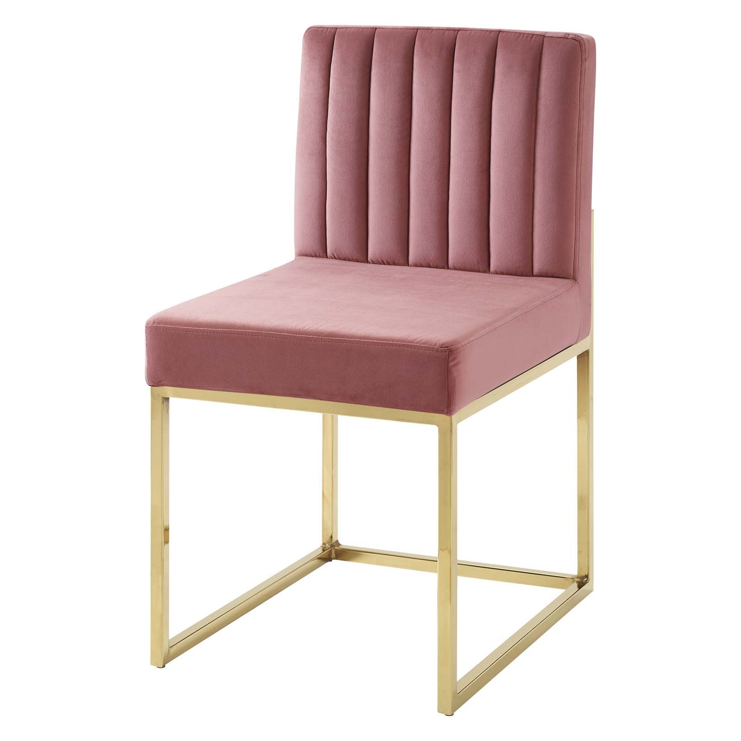 Carriage Dining Chair Performance Velvet Set of 2, Velvet, Metal Steel, Gold Pink, 20155