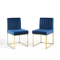 Carriage Dining Chair Performance Velvet Set of 2, Velvet, Metal Steel, Gold Blue Navy, 20156
