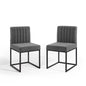 Carriage Dining Chair Upholstered Fabric Set of 2, Fabric, Metal Steel, Black Grey Gray, 20158