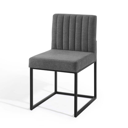 Carriage Dining Chair Upholstered Fabric Set of 2, Fabric, Metal Steel, Black Grey Gray, 20158