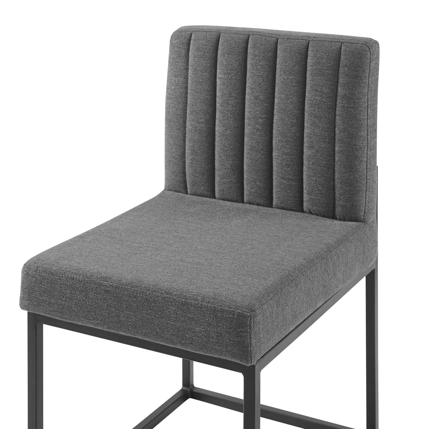 Carriage Dining Chair Upholstered Fabric Set of 2, Fabric, Metal Steel, Black Grey Gray, 20158