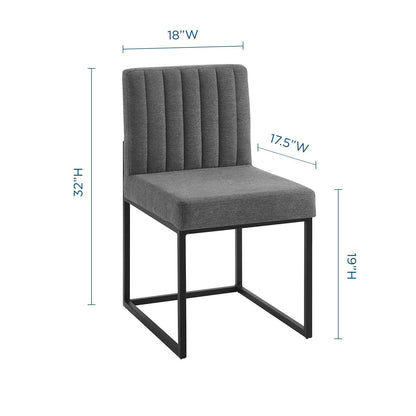 Carriage Dining Chair Upholstered Fabric Set of 2, Fabric, Metal Steel, Black Grey Gray, 20158