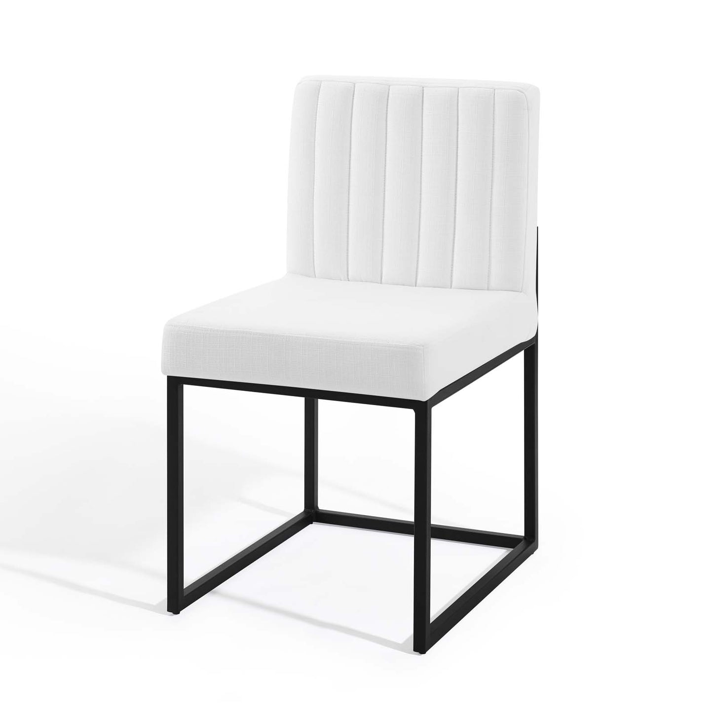 Carriage Dining Chair Upholstered Fabric Set of 2, Fabric, Metal Steel, Black White, 20160