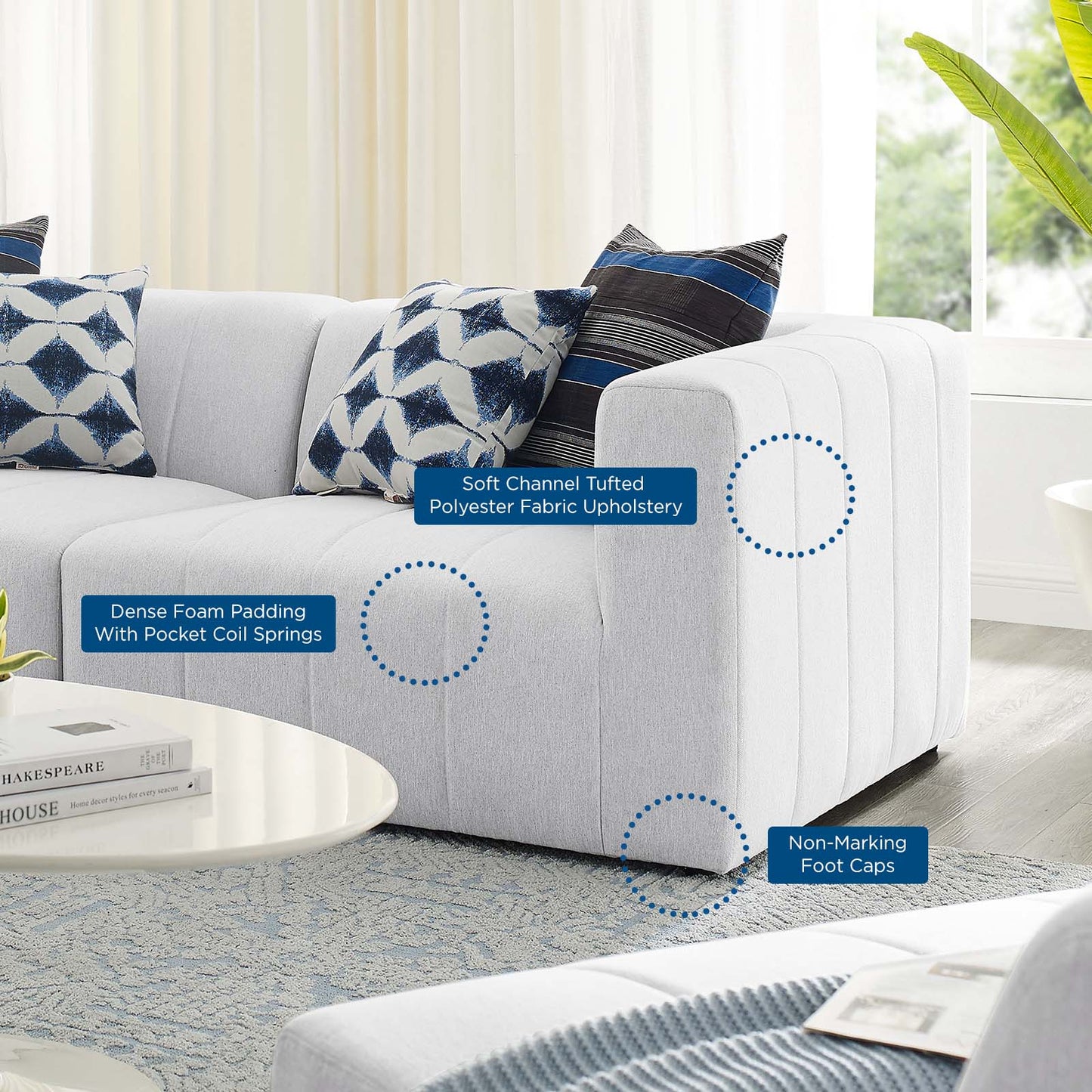 Bartlett Upholstered Fabric Upholstered Fabric 2-Piece Loveseat, Fabric, Ivory White, 20161