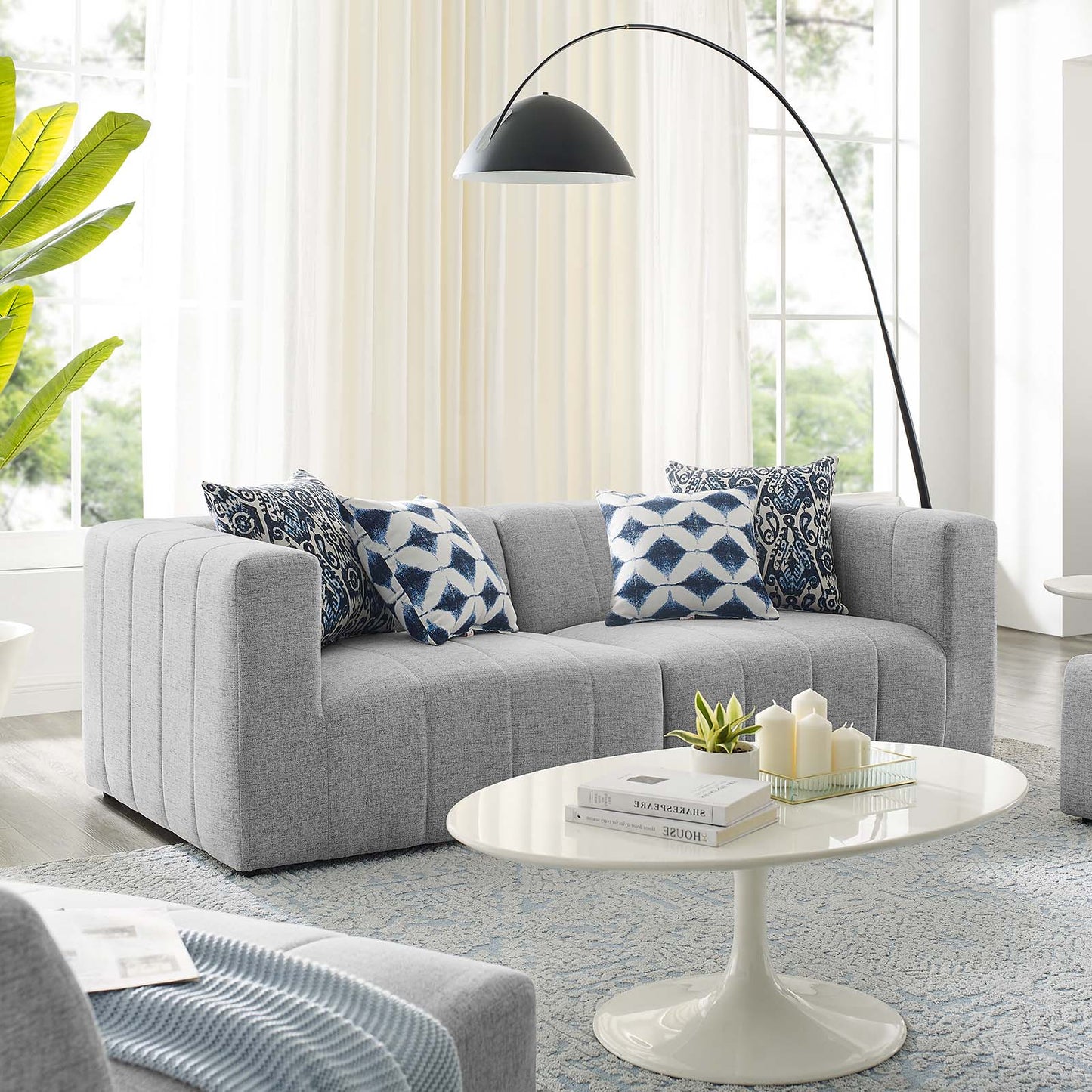 Bartlett Upholstered Fabric Upholstered Fabric 2-Piece Loveseat, Fabric, Light Grey Gray, 20162