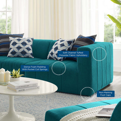 Bartlett Upholstered Fabric 2-Piece Loveseat, Fabric, Teal Blue, 20163