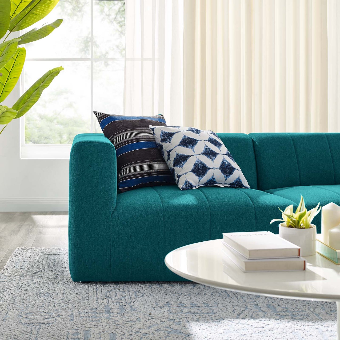 Bartlett Upholstered Fabric 2-Piece Loveseat, Fabric, Teal Blue, 20163