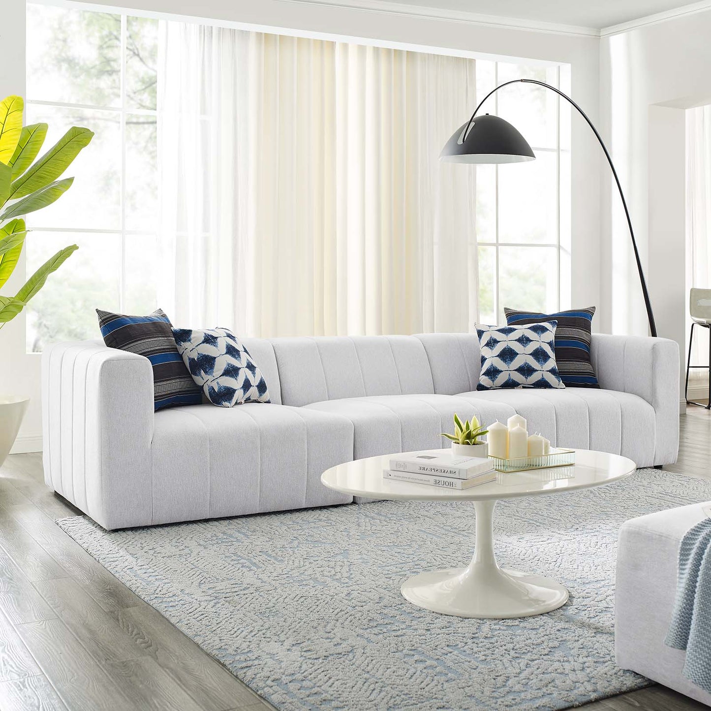 Bartlett Upholstered Fabric Upholstered Fabric 3-Piece Sofa, Fabric, Ivory White, 20165