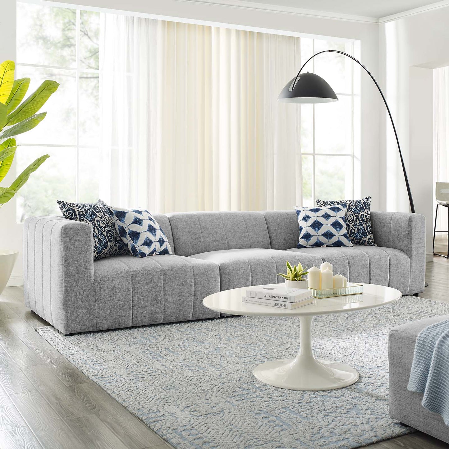 Bartlett Upholstered Fabric Upholstered Fabric 3-Piece Sofa, Fabric, Light Grey Gray, 20166