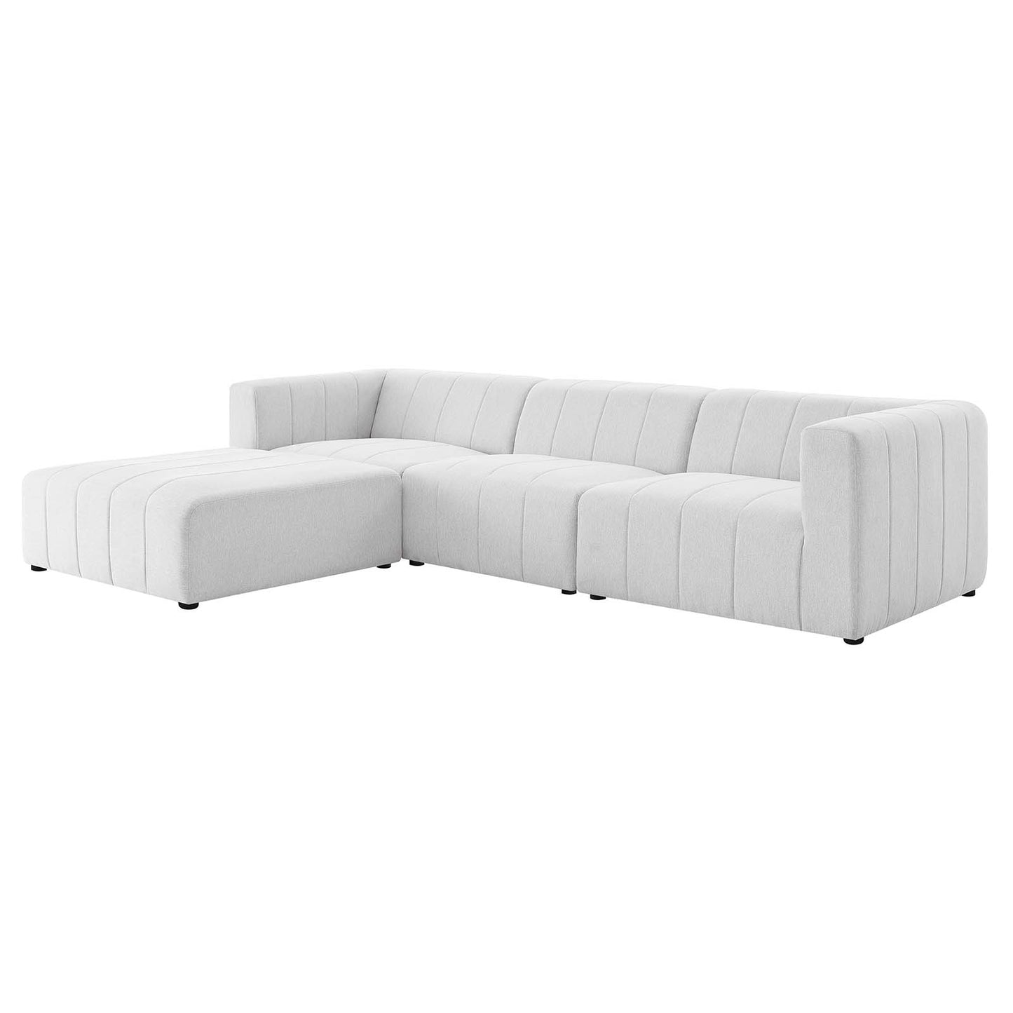 Bartlett Upholstered Fabric Upholstered Fabric 4-Piece Sectional Sofa, Fabric, Ivory White, 20169