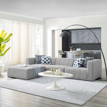 Bartlett Upholstered Fabric Upholstered Fabric 4-Piece Sectional Sofa, Fabric, Light Grey Gray, 20170