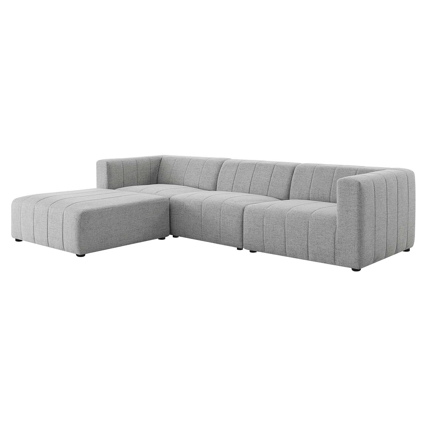 Bartlett Upholstered Fabric Upholstered Fabric 4-Piece Sectional Sofa, Fabric, Light Grey Gray, 20170