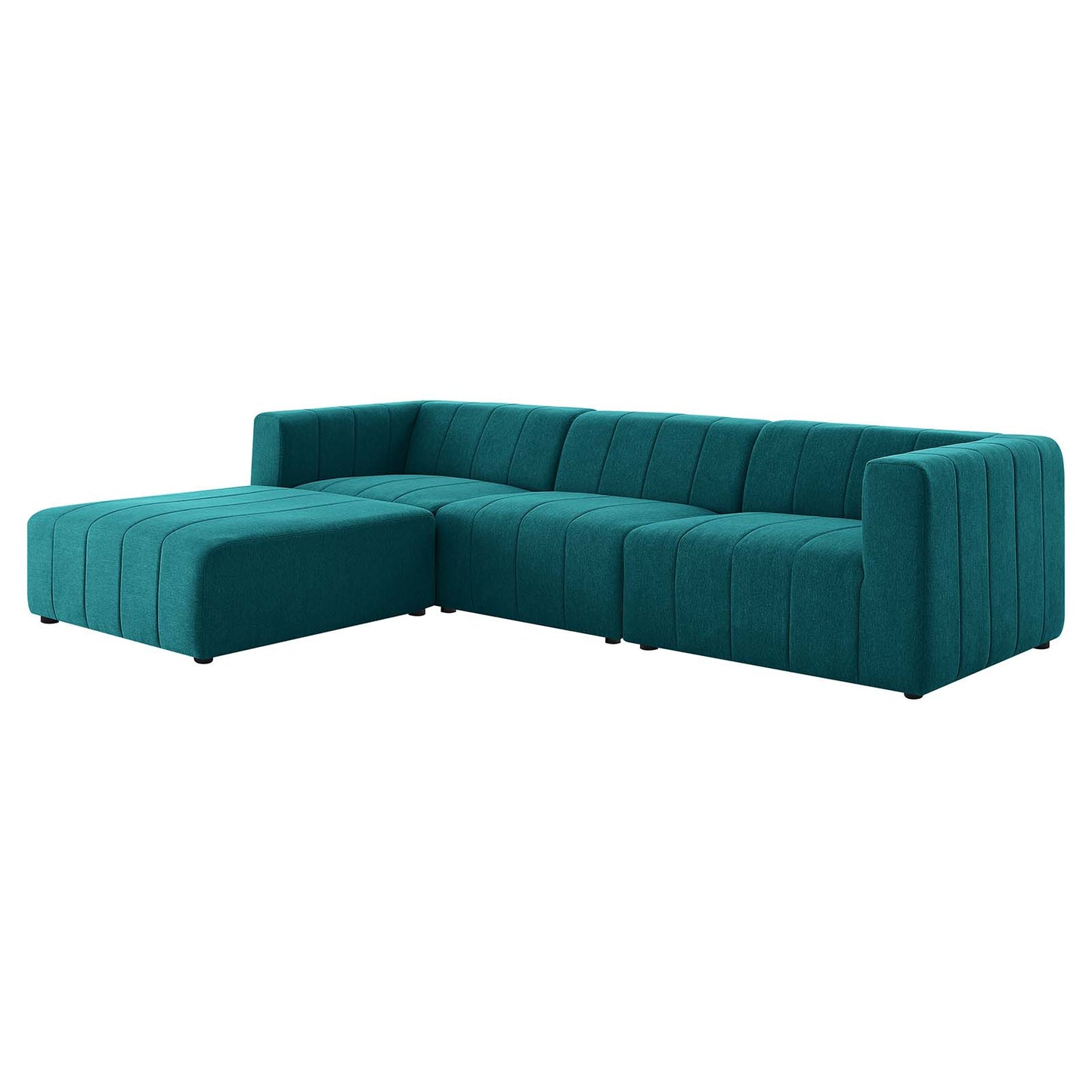 Bartlett Upholstered Fabric Upholstered Fabric 4-Piece Sectional Sofa, Fabric, Teal Blue, 20171