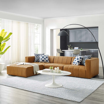 Bartlett Vegan Leather Vegan Leather 4-Piece Sectional Sofa, Faux Vegan Leather, Tan, 20172