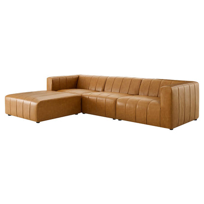 Bartlett Vegan Leather Vegan Leather 4-Piece Sectional Sofa, Faux Vegan Leather, Tan, 20172